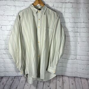 Polo Country Ralph Lauren Green Striped Mens  Shirt  Button Down  L Large READ